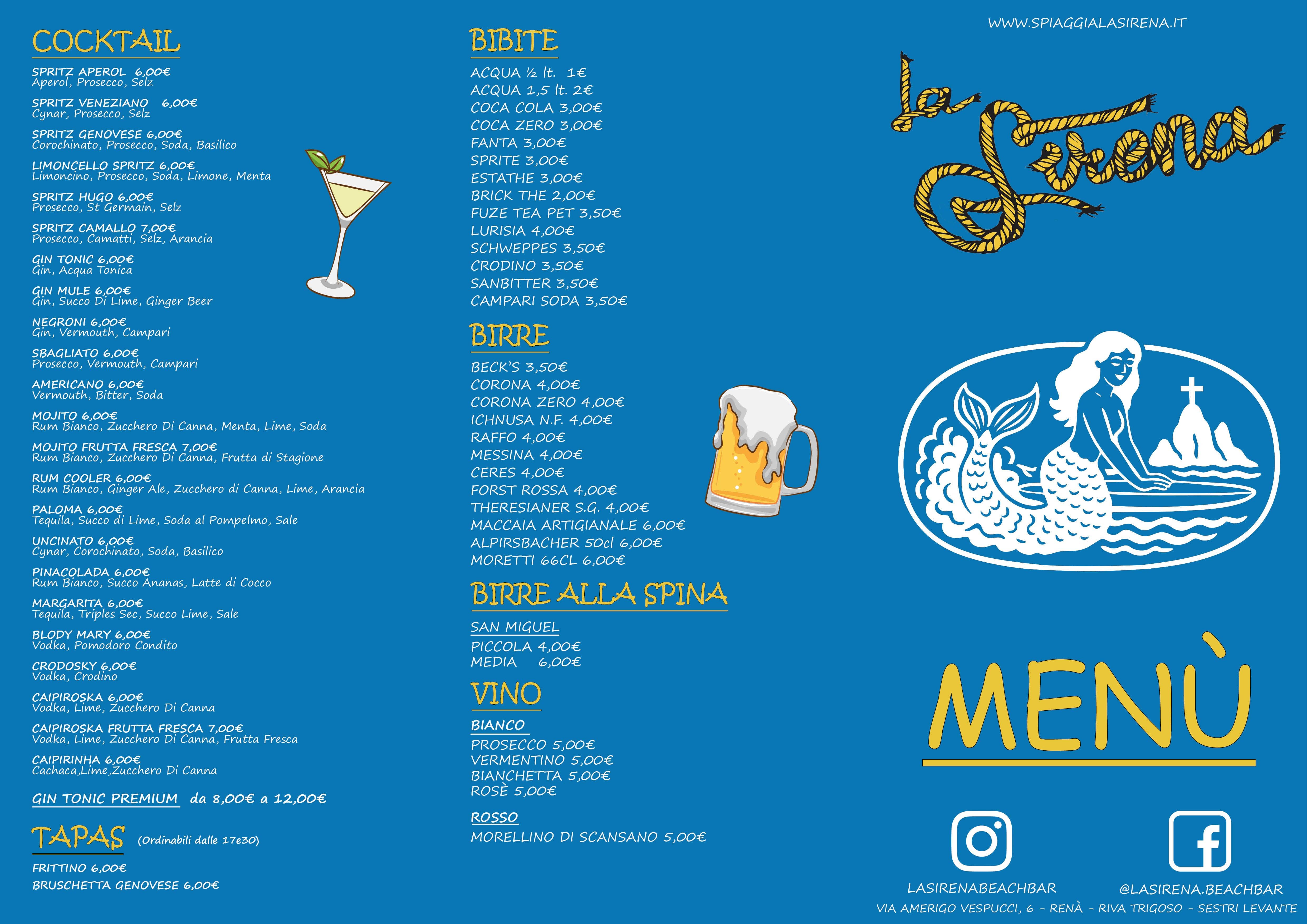 Spiaggia La Sirena - Beach Bar - Aperitivi, panini, hamburger, pokè ed insalate